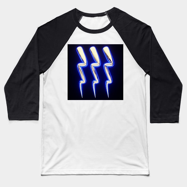 Three Magical Glowing Stylized Lightning Bolts Baseball T-Shirt by jrfii ANIMATION